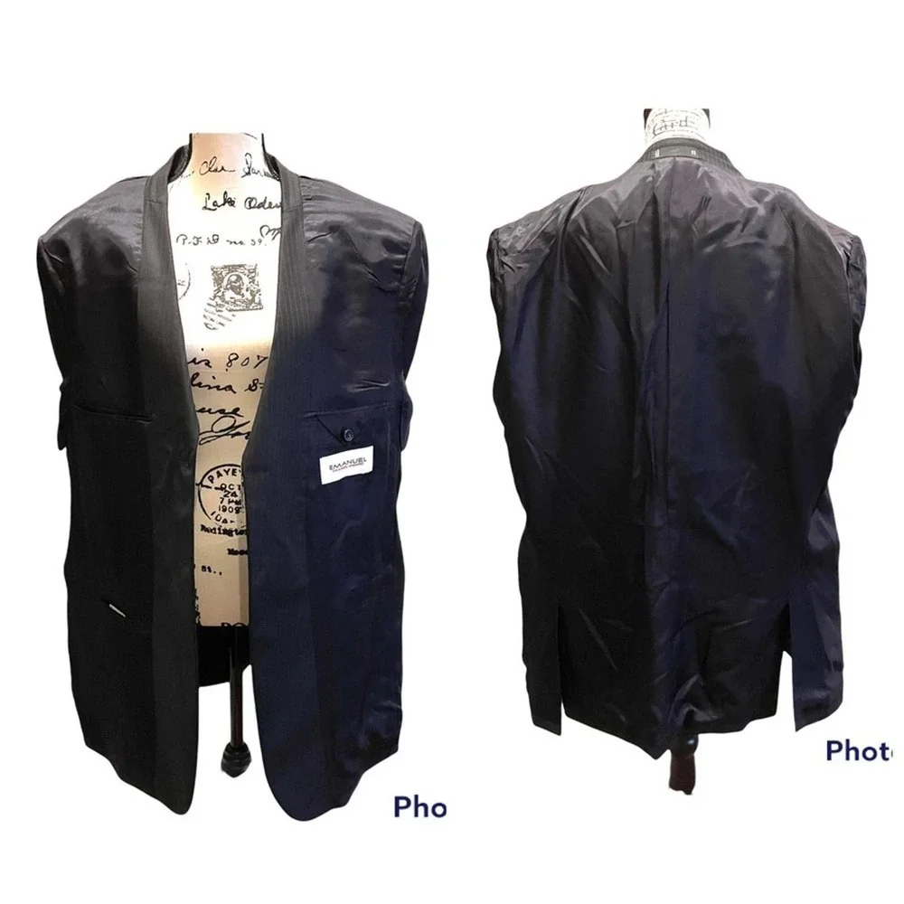 Emanuel Ungaro Suit Jacket Blazer Sport Coat Navy Blue Size 46R formal office